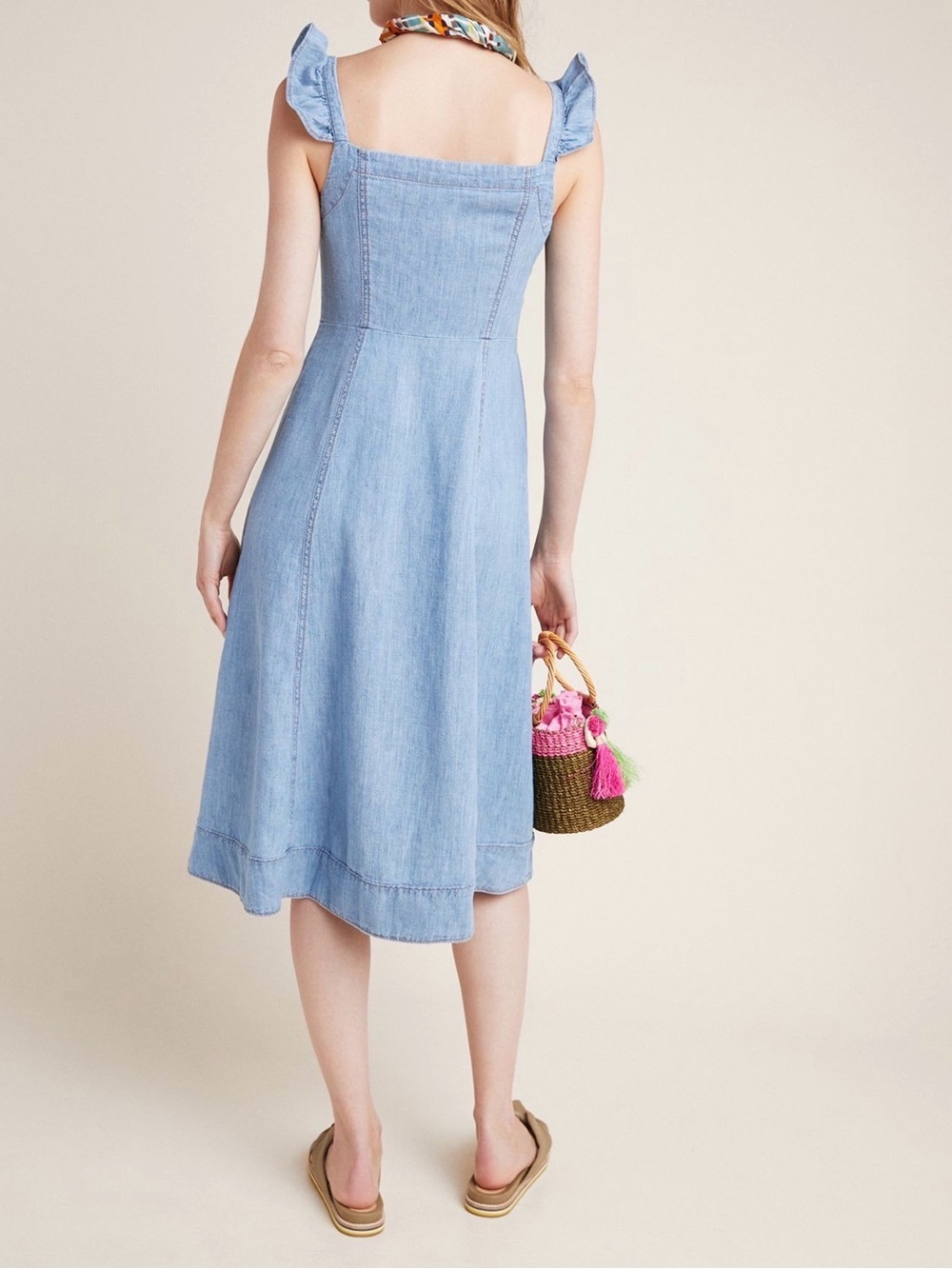Pilcro Light Blue Denim Button-Front Midi Dress - Picture 2 of 9